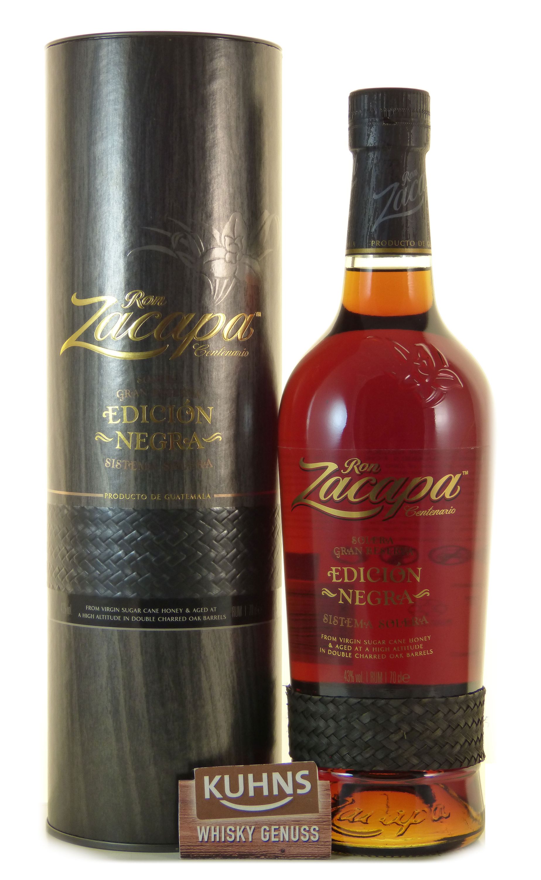 Zacapa Edicion Negra 0,7l, alk. 43 tilavuusprosenttia.