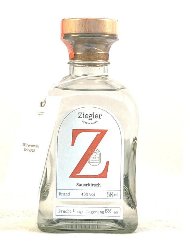 Ziegler hapankirsikkabrandy 0,5l, alk. 43 tilavuusprosenttia.